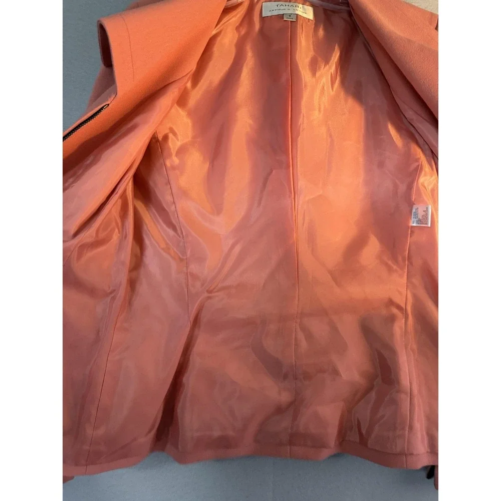 Tahari Arthur S. Levine Blazer Womens 6 Pink Crepe Zip Front Lined Jacket